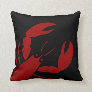 LG LOBSTER RED ON ON BLACK Kissen