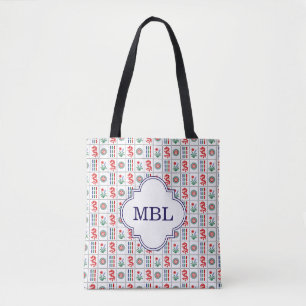 LG Mahjong-Kacheln #4 Rot Grün Blau Weiß, Initiale Tasche