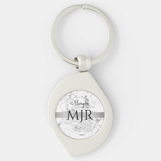 LG Monogram, White & Gray Marble Schlüsselanhänger (Vorderseite)