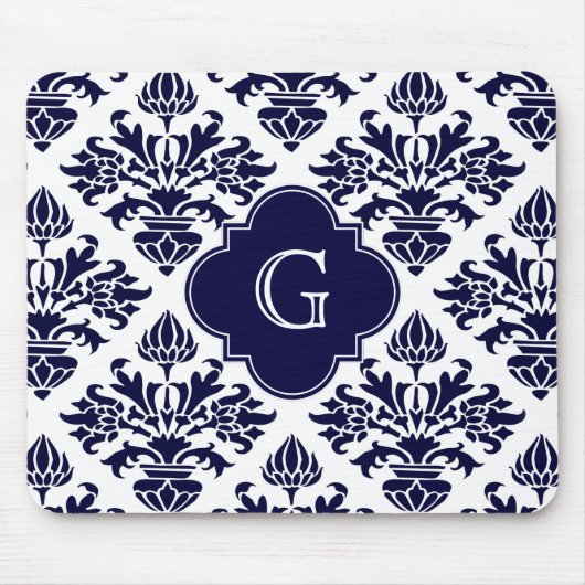 Lg Navy Blu Whistask #3 Navy Quatrefolie Monogram Mousepad (Vorne)