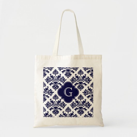 Lg Navy Blu Whistask #3 Navy Quatrefolie Monogram Tragetasche (Vorne)