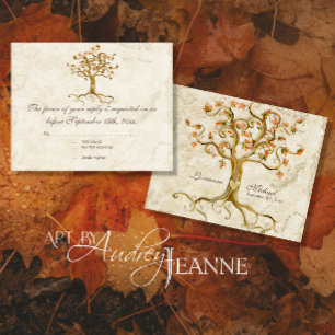 LG Swirl Tree Roots Antiquiert Braun RSVP Antwort