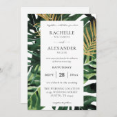 LG Tropical Palm Leaf Gold 1 Hochzeit Einladung (Vorne/Hinten)