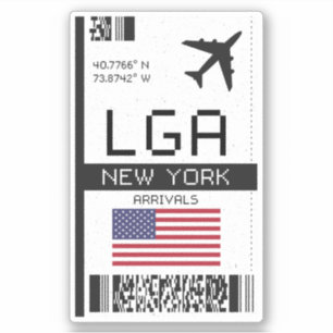 LGA New York Boarding Pass - Airport Travel Aufkleber