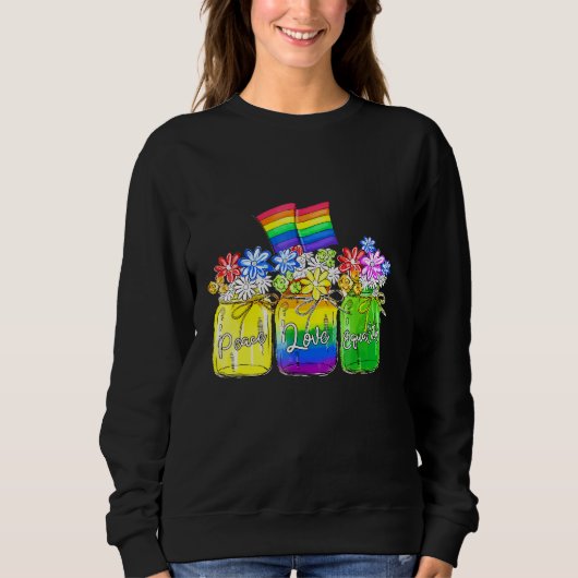 LGBit Peace Liebe Equality Rainbow Floral LGBt Fla Sweatshirt (Vorderseite)