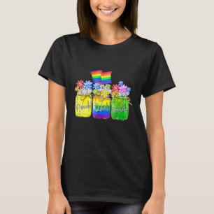 LGBit Peace Liebe Equality Rainbow Floral LGBt Fla T-Shirt
