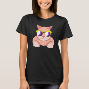 Lgbt Agender  Katze Sonnenbrille Nonbinary Flagge  T-Shirt