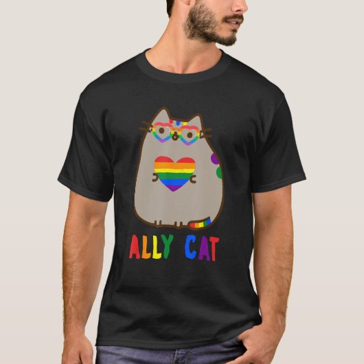 LGBT Ally Cat Be Kind Gay Rainbow 1 T-Shirt (Vorderseite)