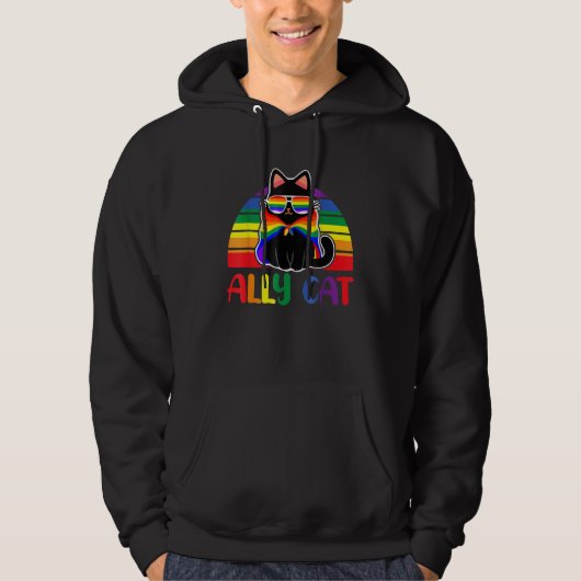 LGBT Ally Cat Be Kind Gay Rainbow LGBTQ Flag Gay Hoodie (Vorderseite)