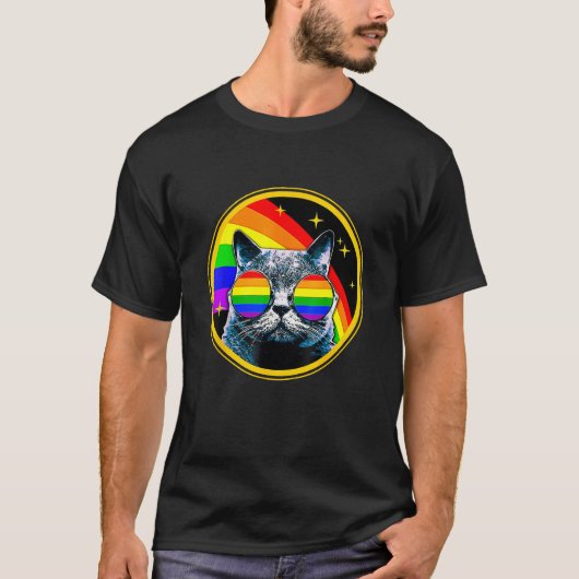 LGBT Ally Cat Be Kind Gay Rainbow LGBTQ Flag Gay T-Shirt (Vorderseite)