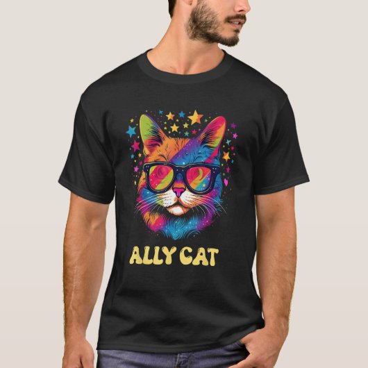 LGBT Ally Cat Be Kind Gay Rainbow  LGBTQ T-Shirt (Vorderseite)