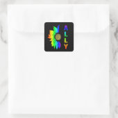 LGBT Ally Rainbow Flag Blume Sonnenblume Quadratischer Aufkleber (Tasche)