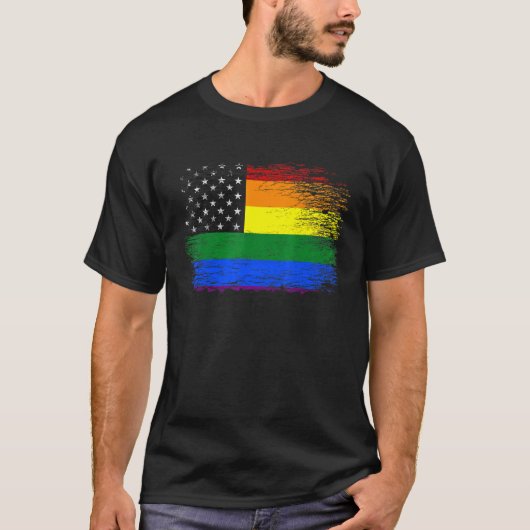 LGBT American Flag Gay Lesbian Transgender Prix R T-Shirt (Vorderseite)