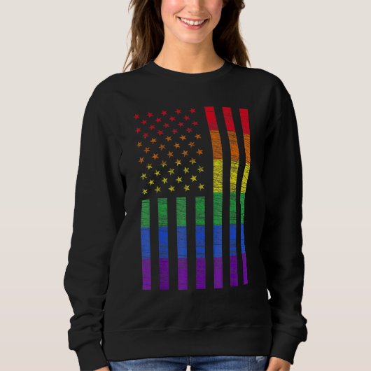 Lgbt American Flag Pride Rainbow Gay Lesbian Bi Tr Sweatshirt (Vorderseite)