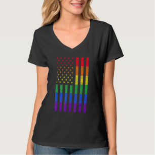 LGBT American Flag Pride Rainbow Gay Lesbian Bisex T-Shirt