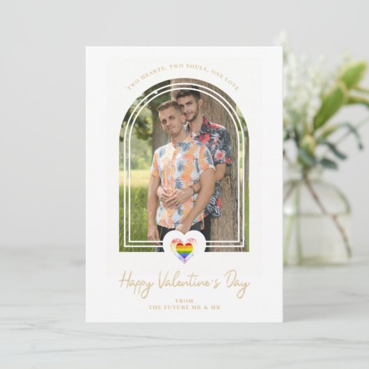 LGBT Arch Effect Pride Heart Happy Valentine's Day Save The Date (Stehend Vorderseite)