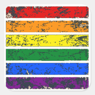 LGBT-Aufkleber mit gestörtem Regenbogen Quadratischer Aufkleber