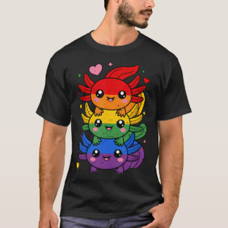 Lgbt Axolotl Haufen Regenbogenflagge Lgbtq Gay Pri T-Shirt