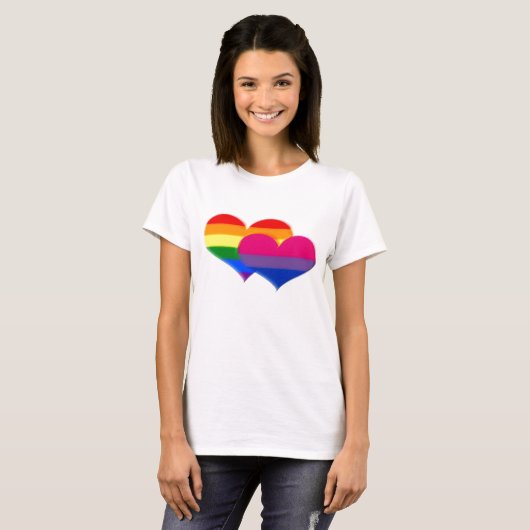 LGBT Bi-Stolz-Pastell-Herzen T-Shirt (Vorne ganz)