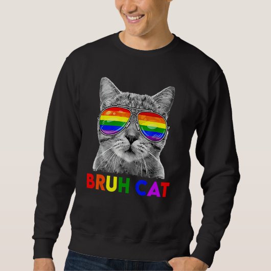 LGBT Bruh Cat Gay Pride LGBTQ Rainbow Flag Cool Su Sweatshirt (Vorderseite)