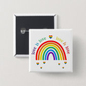 LGBT Button Abzeichen - Rainbow Hearts Liebe ist L (Vorne & Hinten)