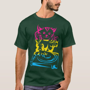 LGBT Cat DJ Music Funny Pan Panseuality Flag Panse T-Shirt