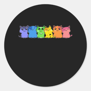 LGBT Cat Rainbow Gay Lesbian Colorful Kitty Runder Aufkleber