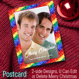 LGBT Christmas Rainbow Flag Gay Pride Custom Foto Feiertagspostkarte