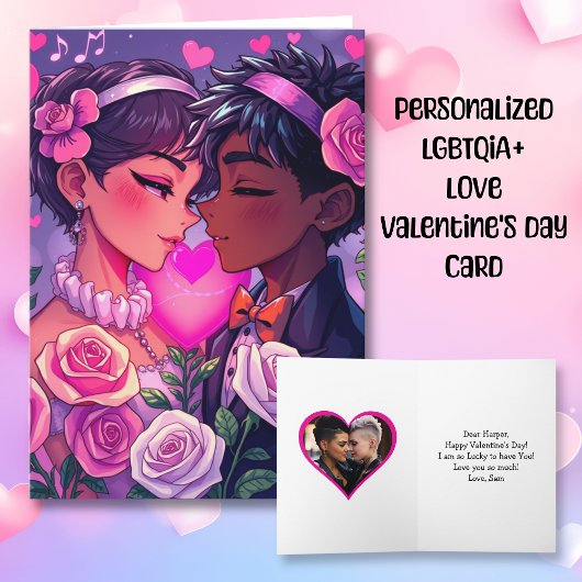 LGBT Couple Anime Personalisiert Valentinstag Karte