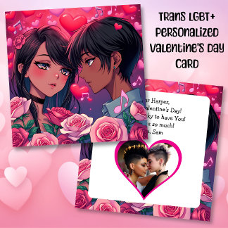 LGBT Couple Anime Personalisiert Valentinstag Karte