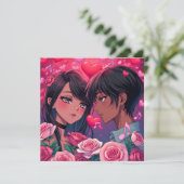 LGBT Couple Anime Personalisiert Valentinstag Karte (Stehend Vorderseite)