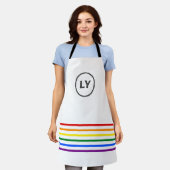LGBT Custom Initial Pride Stripes White Baking Schürze (Getragen)