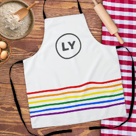 LGBT Custom Initial Pride Stripes White Baking Schürze