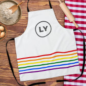 LGBT Custom Initial Pride Stripes White Baking Schürze