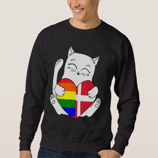 LGBT Denmark Cat Ally Animal Pride Supporter Sweatshirt (Vorderseite)