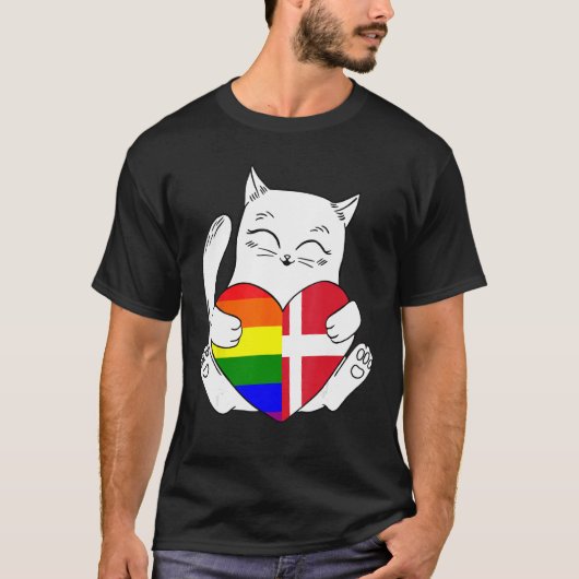 LGBT Denmark Cat Ally Animal Pride Supporter T-Shirt (Vorderseite)