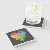 Lgbt Dragon Heart Rainbow Heart Dragon Lgbt Pride Steinuntersetzer (Seitenansicht)