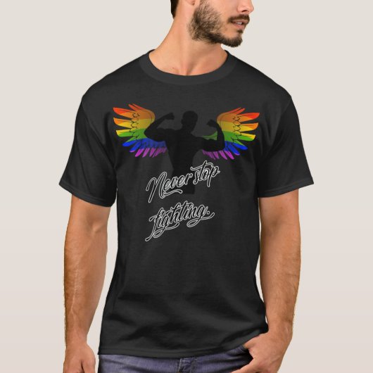 LGBT-Engel Stoppt niemals den Kampf gegen Gay Prid T-Shirt (Vorderseite)