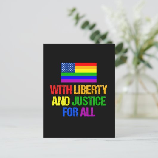 LGBT Equal Rights Rainbow American Flag Postkarte (Stehend Vorderseite)