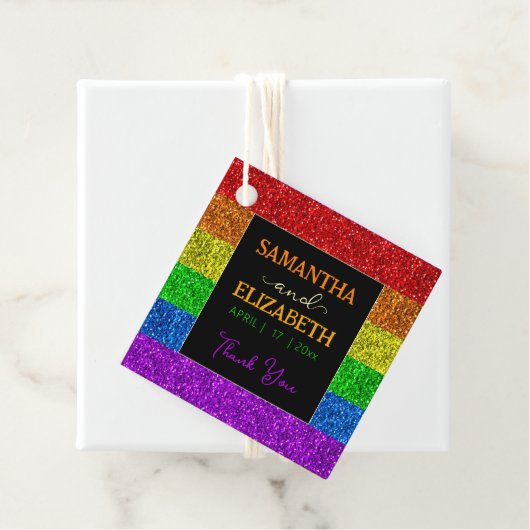 LGBT-Fahne - Glitzern Hochzeit Geschenkanhänger (Beispiel)
