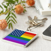 LGBT-Fahne mit Sternen Schlüsselanhänger (Seite)
