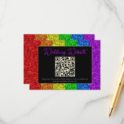 LGBT-Fahne Regenbogen-Glitzern Begleitkarte (Vorderseite/Rückseite Beispiel)