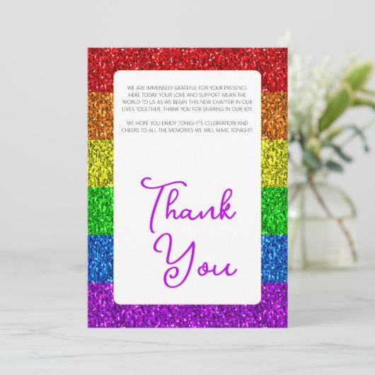 LGBT-Fahne Regenbogen-Glitzern Dankeskarte (Stehend Vorderseite)