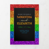 LGBT-Fahne Regenbogen-Glitzern Dreifach-gefaltete Programmkarte (Cover)