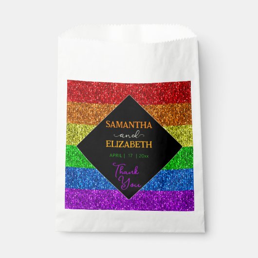 LGBT-Fahne Regenbogen-Glitzern Geschenktütchen (Vorderseite)