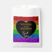 LGBT Fahne Regenbogen Glitzern Hochzeit Danke Geschenktütchen (Vorderseite)