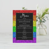 LGBT-Fahne Regenbogen-Glitzern Menükarte (Stehend Vorderseite)