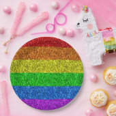 LGBT-Fahne Regenbogen-Glitzern Pappteller (Party)