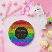 LGBT-Fahne Regenbogen-Glitzern Pappteller (Party)