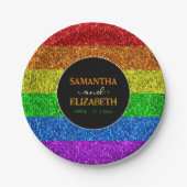LGBT-Fahne Regenbogen-Glitzern Pappteller (Vorderseite)